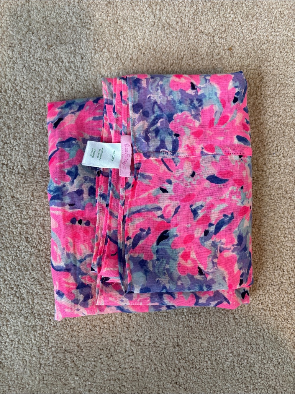 Lilly Pulitzer Pink Purple Floral Print Scarf Wrap